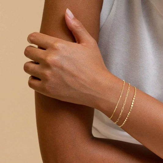 14K Dainty Gold Plated Stackable Bracelets