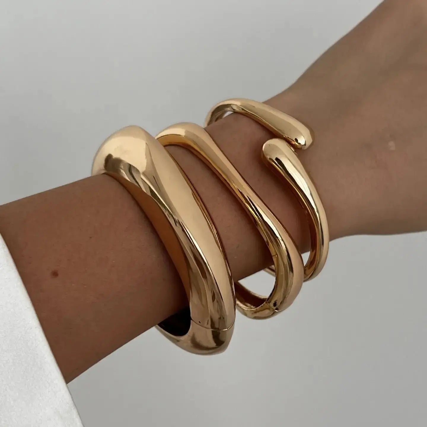 3 Styles Vintage Hip Hop Metal Cuff Bangles Punk Gold Silver Color Geometric Spring Bangles