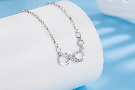 "Infinite Love Sterling Silver Zircon Necklace