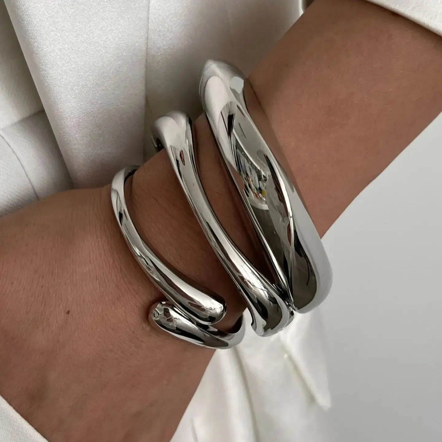 3 Styles Vintage Hip Hop Metal Cuff Bangles Punk Gold Silver Color Geometric Spring Bangles