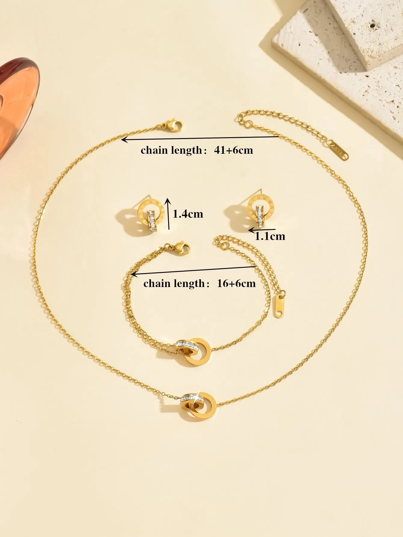 Roman Elegance Double Ring Jewelry Set