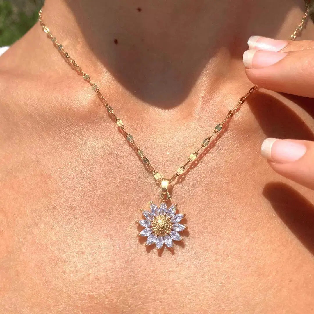 Stainless Steel Golden Sunflower Necklace